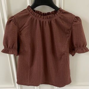 MONTEAU Ribbed Mock Neck Top